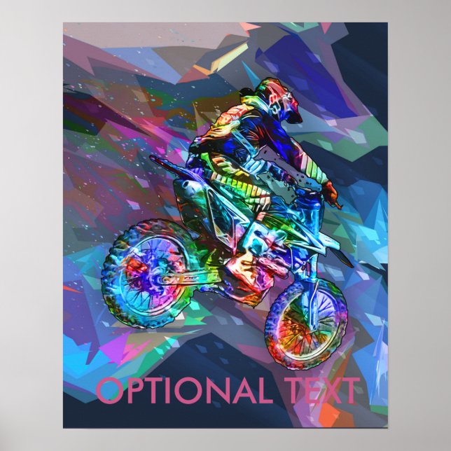 Super Crayon Coloured Dirt Bike Downhill Poster (Front)