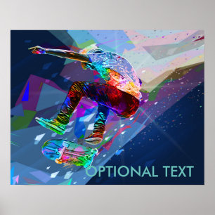 Super Crayon Coloured Silhouette Skateboarder Poster