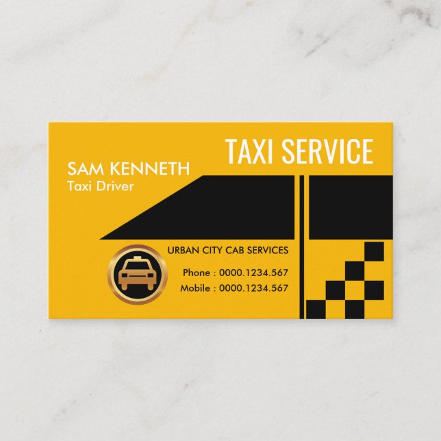 Super Creative Yellow Car Side View Display Taxi Business Card (Front)