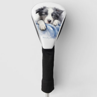 Super cute angel sleeping puppy Border Collie dog Golf Head Cover