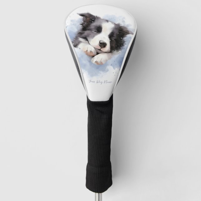 Super cute angel sleeping puppy Border Collie dog  Golf Head Cover (Front)