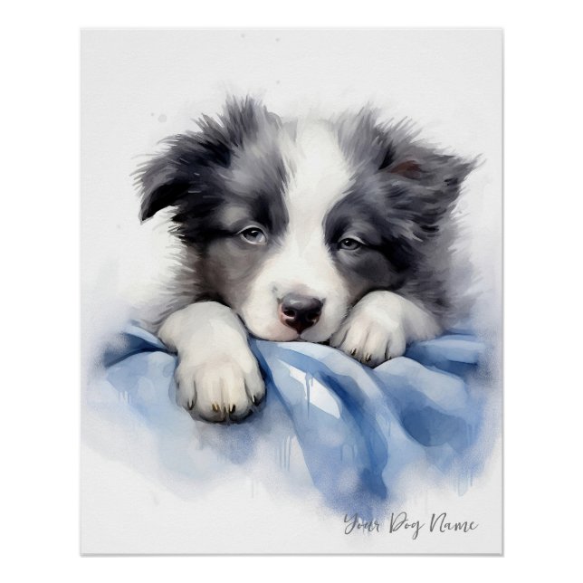 Super cute angel sleeping puppy Border Collie dog  Poster (Front)