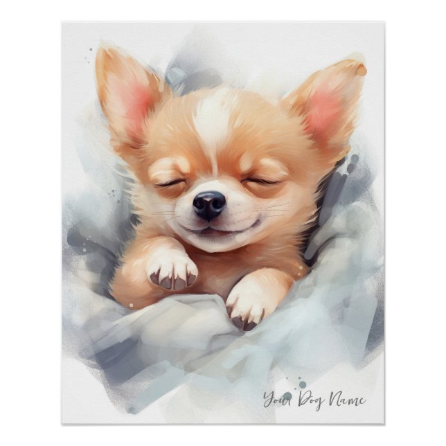 Super cute angel sleeping puppy Chihuahua Dog 004  Poster (Front)