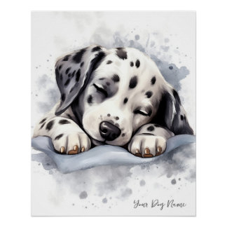 Super cute angel sleeping puppy Dalmatian Dog 001 Poster