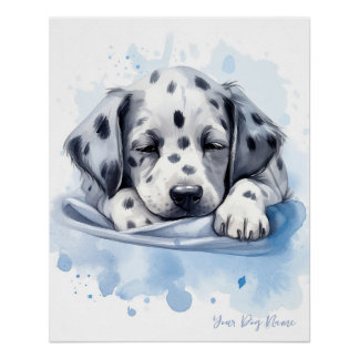 Super cute angel sleeping puppy Dalmatian Dog 004 Poster