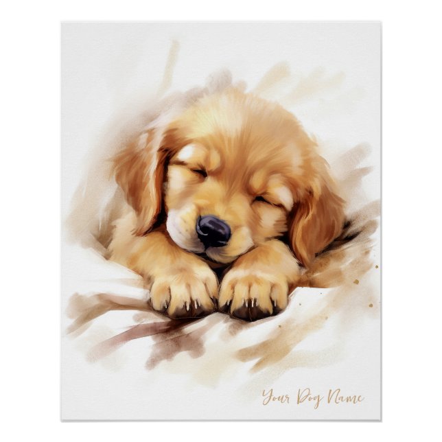 Super cute angel sleeping puppy Golden Retriever Poster (Front)