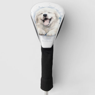Super cute angel sleeping puppy Great Pyrenees Dog Golf Head Cover