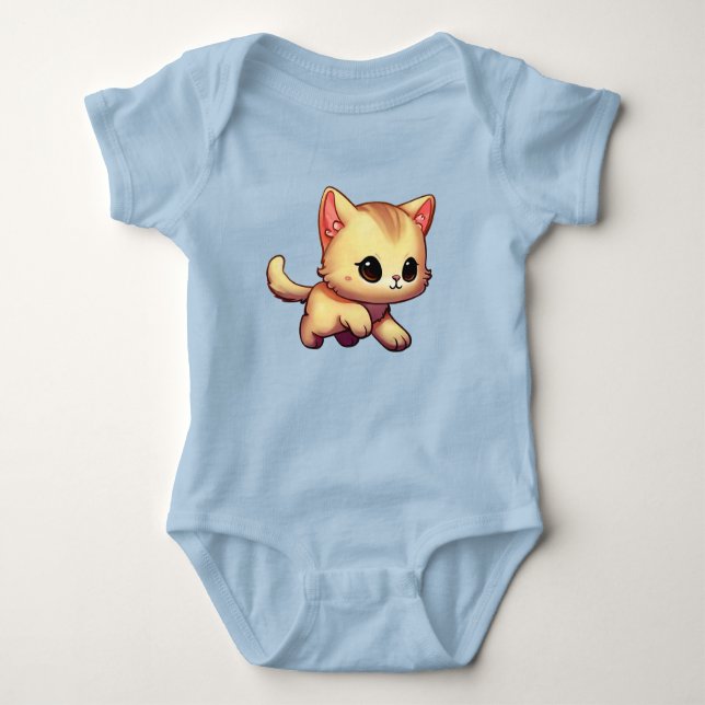 Super Cute Baby Kitten Cartoon Baby Bodysuit (Front)