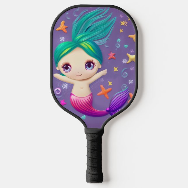 Super Cute Baby Mermaid  Pickleball Paddle (Front)