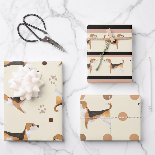 Super Cute Beagle neutral colours dog lovers Wrapping Paper Sheet (Front)