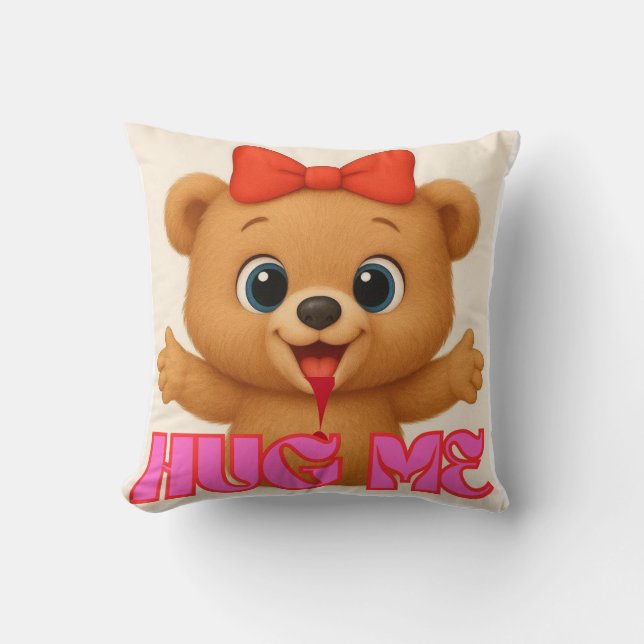 Super Cute Bear Pillow – Kawaii Animal Home Decor  (Front)