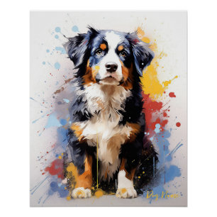 Super Cute Bernese Mountain Dog Puppy 005 - Xeno L Poster
