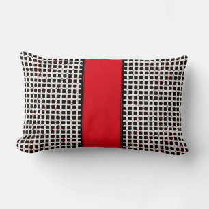 Super Cute Black White Red Pattern Chic Lumbar Cushion