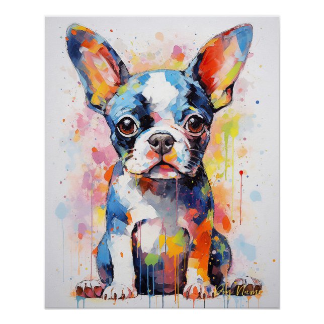 Super Cute Boston Terrier Dog Puppy 001 - Xeno Luc Poster (Front)
