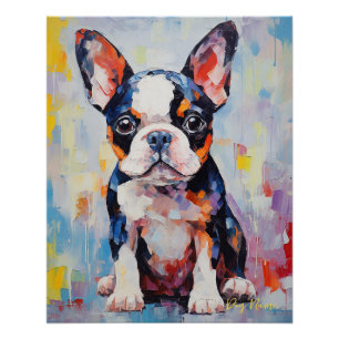 Super Cute Boston Terrier Dog Puppy 003 - Xeno Luc Poster