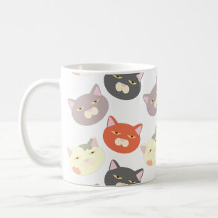 Super Cute Cat Heads Cartoon Fun Pattern Coffee Mug