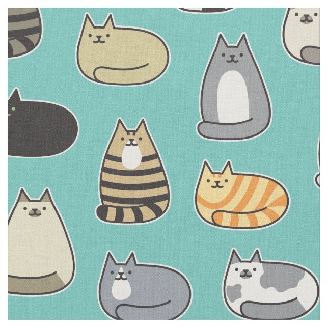 Super Cute Cat Pattern, Choose Your Colour Fabric (Close Up)