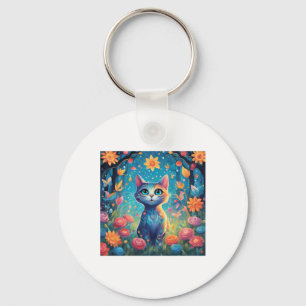Super Cute Cat With Beautiful Blue Eyes Sticker  Key Ring