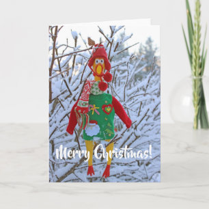Super Cute Chicken Christmas Greeting Card! Holiday Card