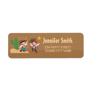 Super Cute Cowboy_Girl Birthday Address Label Return Address Label