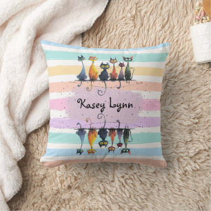 Super Cute Crazy Cat Name Frame Design on this Cushion