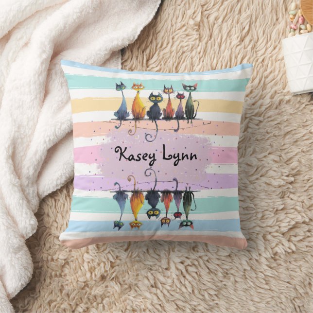 Super Cute Crazy Cat Name Frame Design on this Cushion (Blanket)
