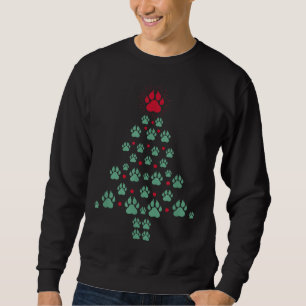 Super Cute Dog Paws Foot Print Christmas Tree Dog  Sweatshirt