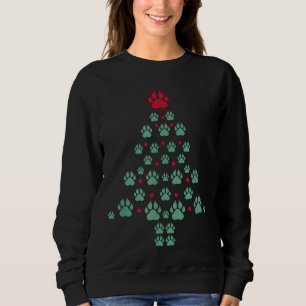 Super Cute Dog Paws Foot Print Christmas Tree Dog  Sweatshirt
