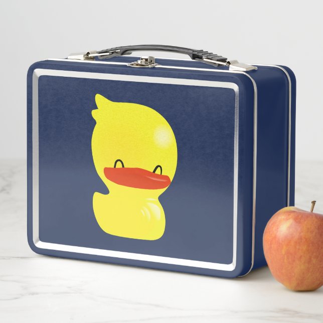 Super Cute Ducky Dark Blue Metal Lunch Box (In Situ)