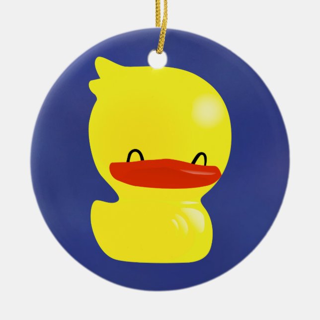 Super Cute Ducky Round Ornament (Front)