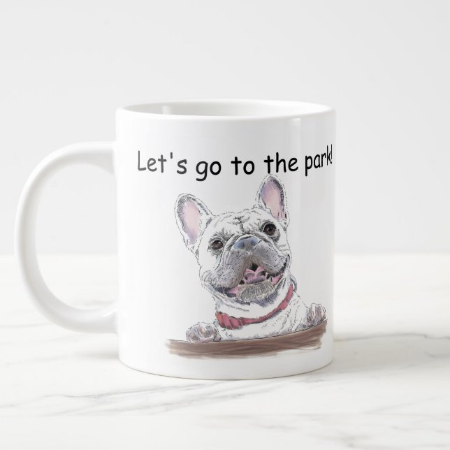Super Cute French Bulldog | Lets Go to the Park Large Coffee Mug (Left)