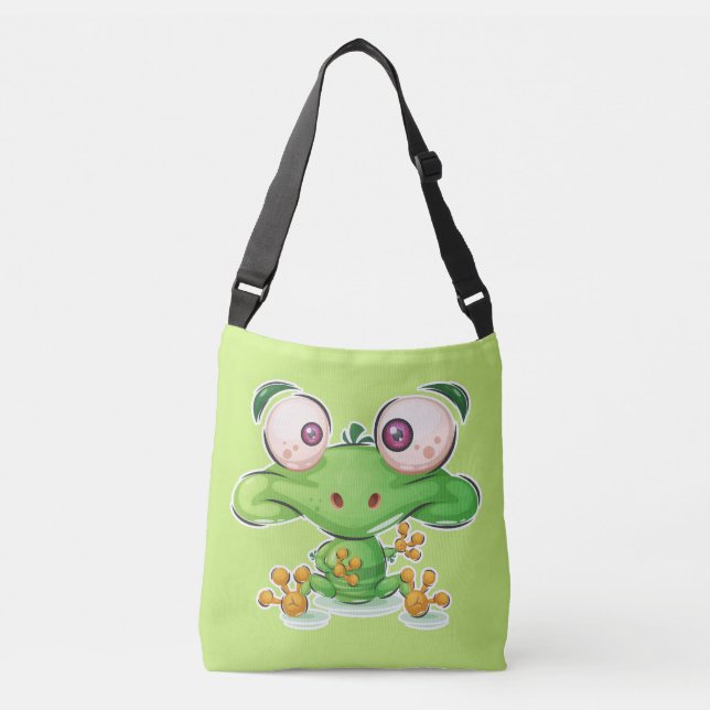 Super Cute Froggie Illustration Crossbody Bag (Front)