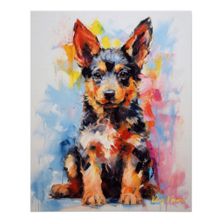 Super Cute German Shepherd Dog Puppy 004 - Xeno Lu Poster
