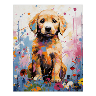 Super Cute Golden Retriever Dog Puppy 003 - Xeno L Poster