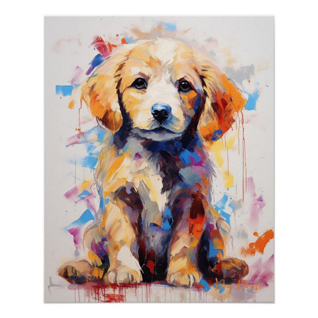 Super Cute Golden Retriever Dog Puppy 005 - Xeno L Poster (Front)