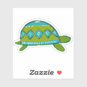 Super Cute Green and Aqua Turtle Vinyl Sticker