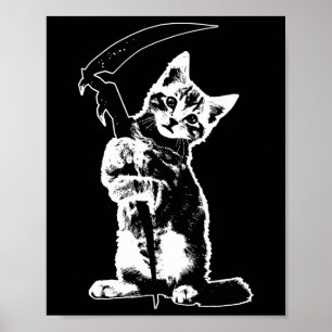 Super Cute Grim Reaper Cat Death Cat Funny Grim Re Poster
