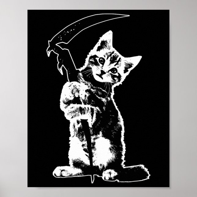 Super Cute Grim Reaper Cat Death Cat Funny Grim Re Poster (Front)