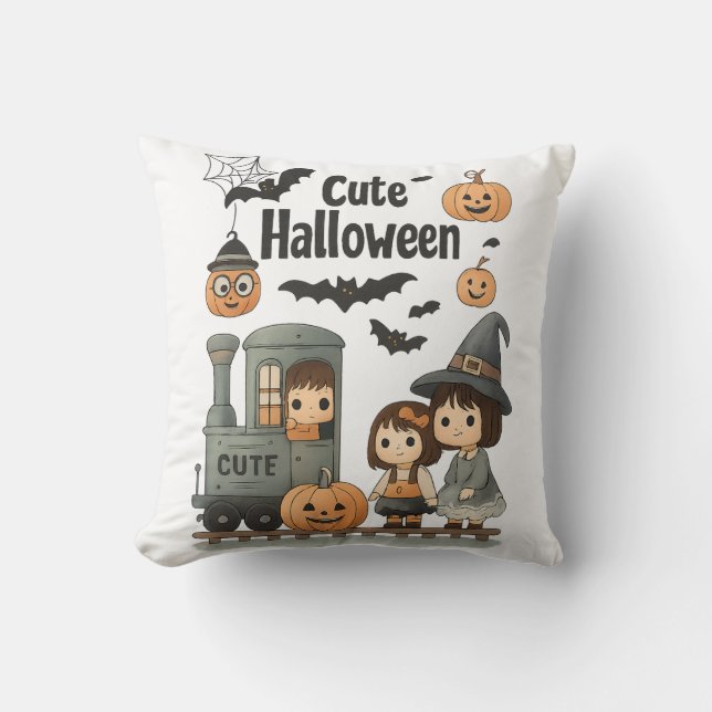 Super Cute Halloween Pillow – Spooky Cartoon Home  (Front)
