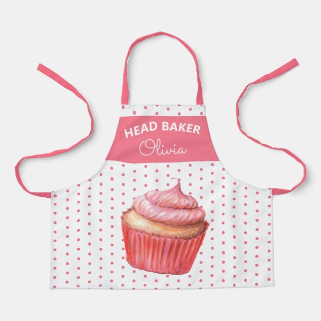 Super Cute Head Baker Colourful Cupcake Baking  Apron (Front)