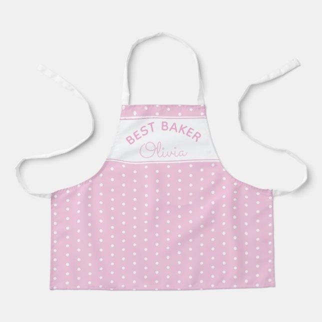 Super Cute Head Baker Pink Polka Dot Girly Baking  Apron (Front)