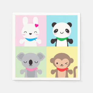 Super Cute Kawaii Animal Mascots Napkin