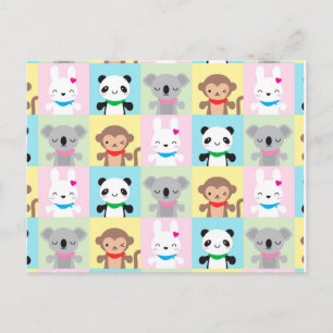 Super Cute Kawaii Animal Mascots Postcard