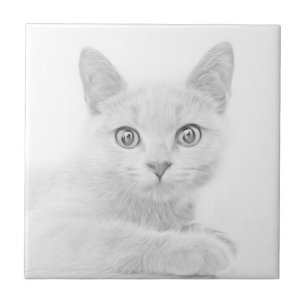 SUPER CUTE Kitten Portrait Ceramic Tile