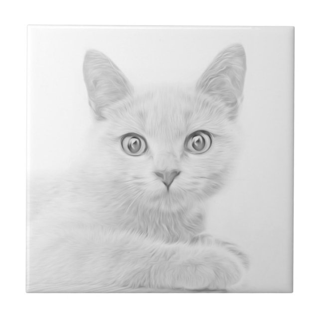 SUPER CUTE Kitten Portrait Ceramic Tile (Front)