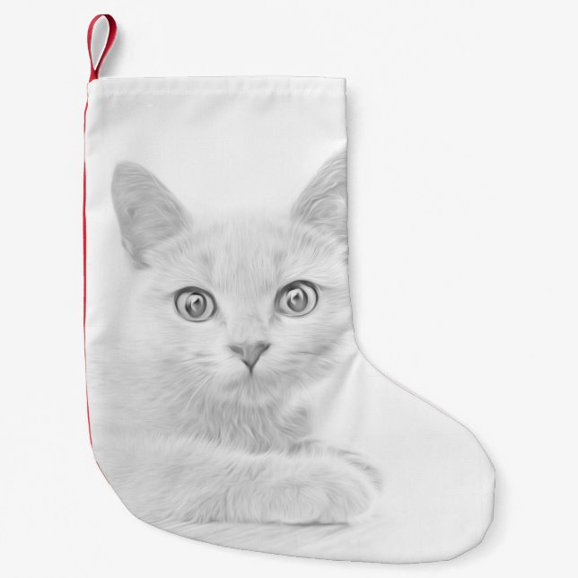 SUPER CUTE Kitten Portrait Small Christmas Stocking (Front)
