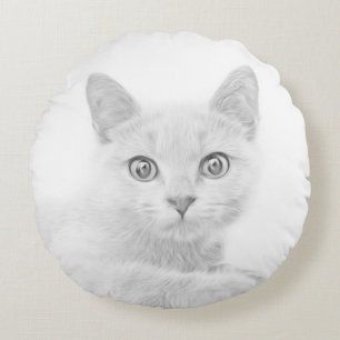SUPER CUTE Kitty Portrait Photograph Round Cushion