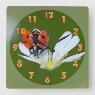 Super Cute Lady Bug Square Wall Clock