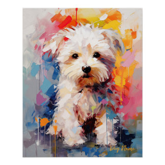 Super Cute Maltese Dog Puppy 002 - Xeno Lucilfer Poster