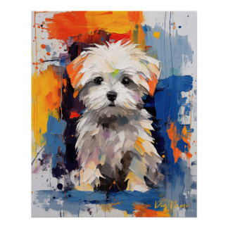Super Cute Maltese Dog Puppy 005 - Xeno Lucilfer Poster
